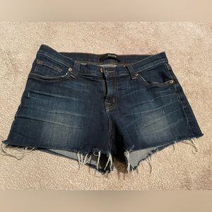 PAIGE Dark wash Zip fly with button closure 5-pocket style jean shorts size 26